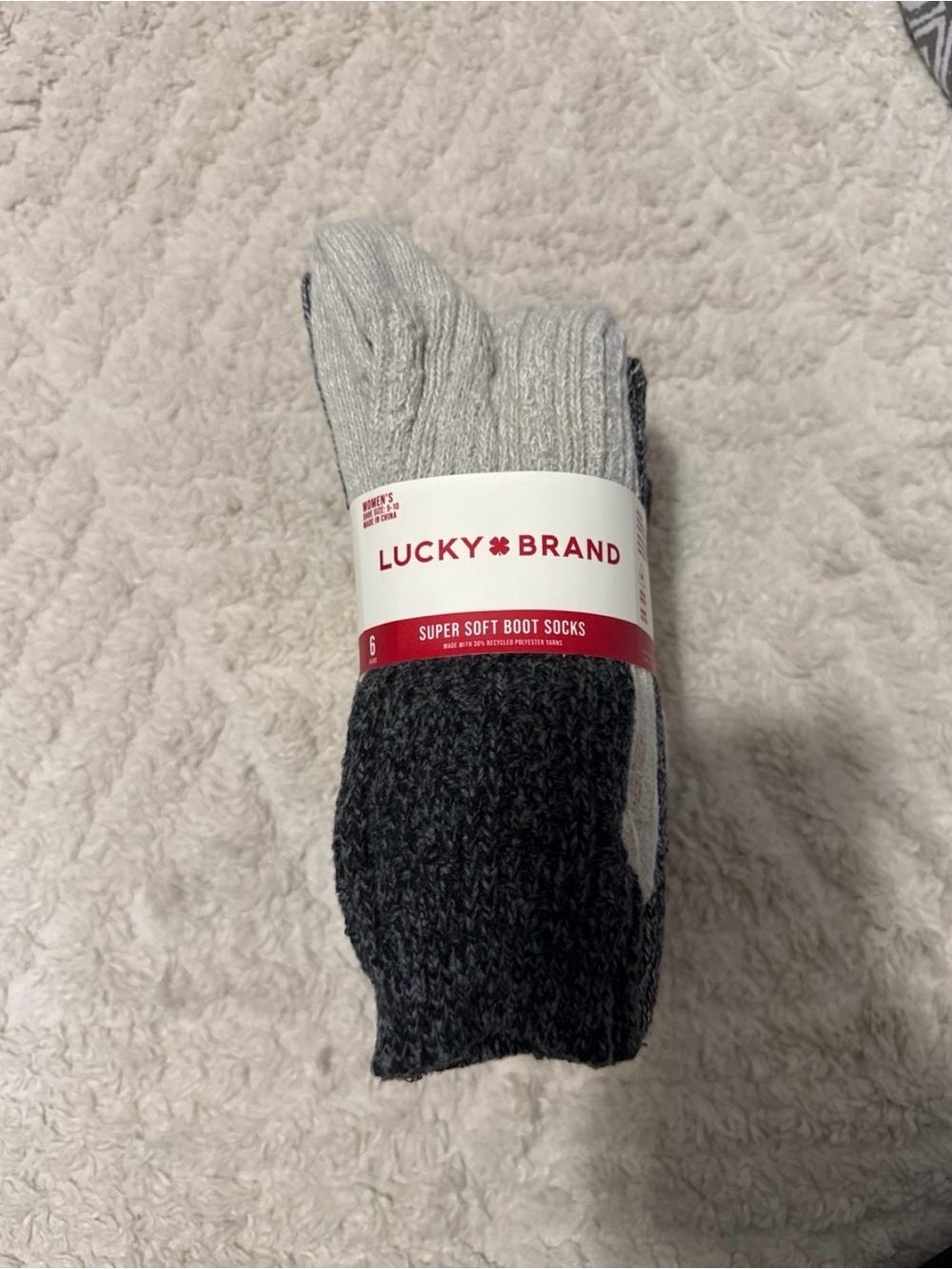 Lucky Brand Women’s Super Soft Boot Socks - Gray & Charcoal